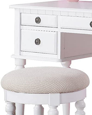 Vanity Set with Tri-Fold Mirror, White