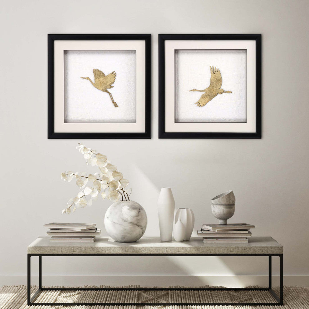 Flight of Gold I, 2-Piece Set Framed Art