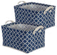 Cotton/Poly Laundry Bin Lattice Nautical Blue Rectangle Extra Large, Set of 2