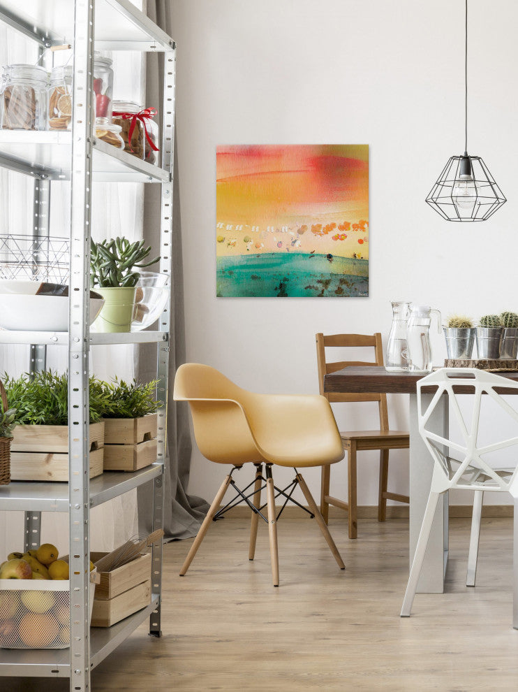 "Dozing on The Beach" Painting Print on Wrapped Canvas, 32"x32"