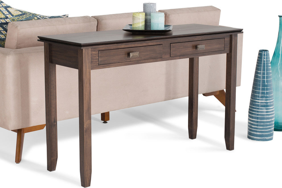 Solid Wood Contemporary Console Sofa Table, 46", Natural Aged Brown