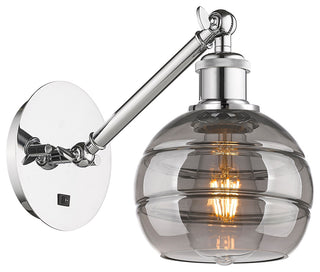 Ballston-Rochester 1-Light 6" Sconce, Up/Down Arm, Polished Chrome, Light Smoke