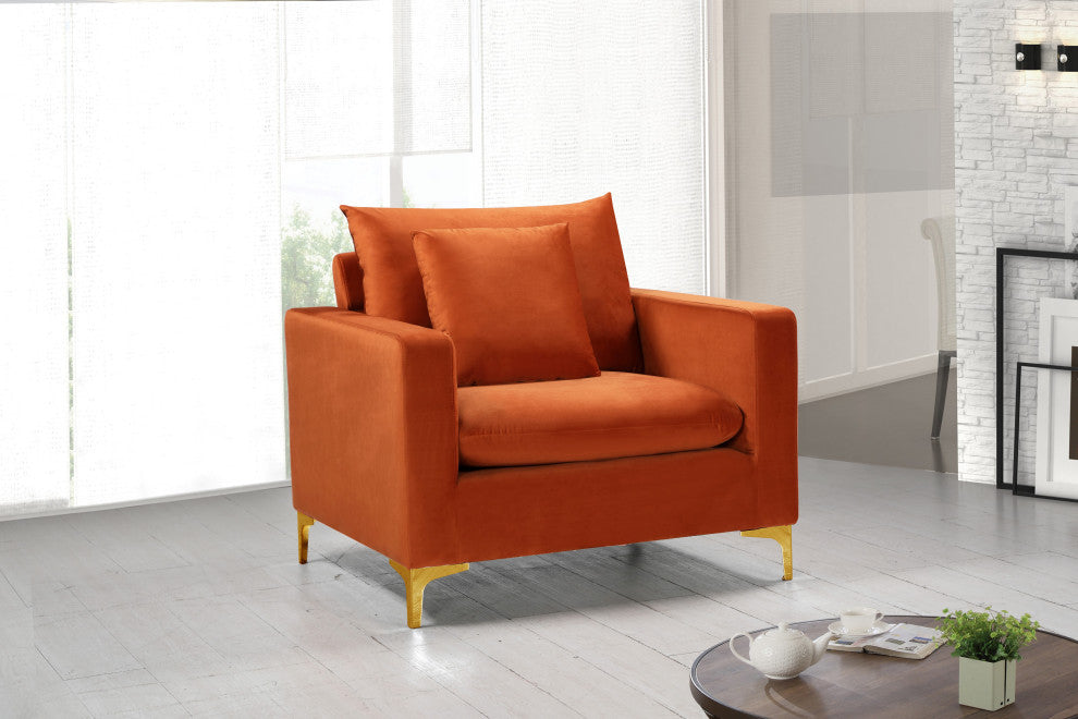 Naomi Velvet Upholstered Chair, Cognac