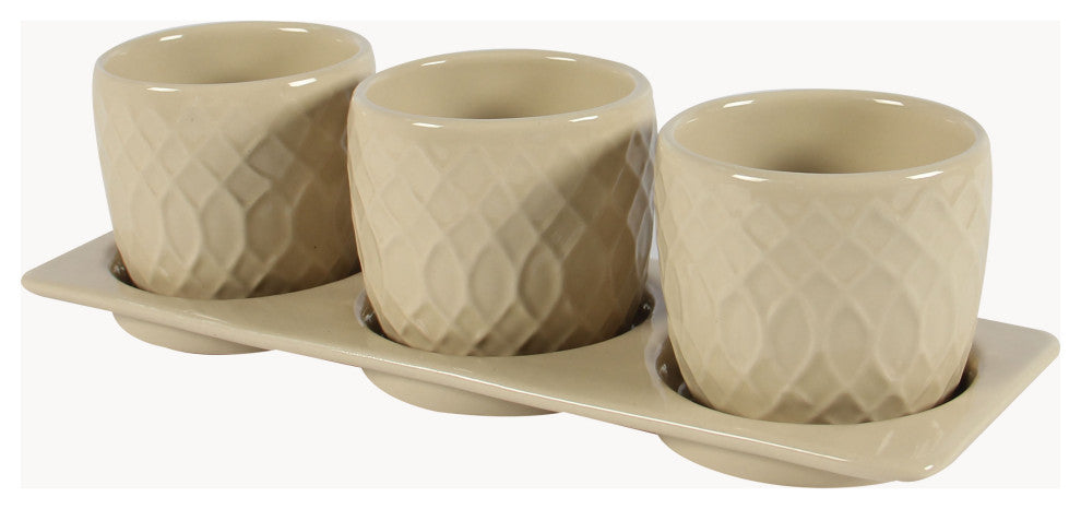 Dahlia Planter Set with Disk, Cream
