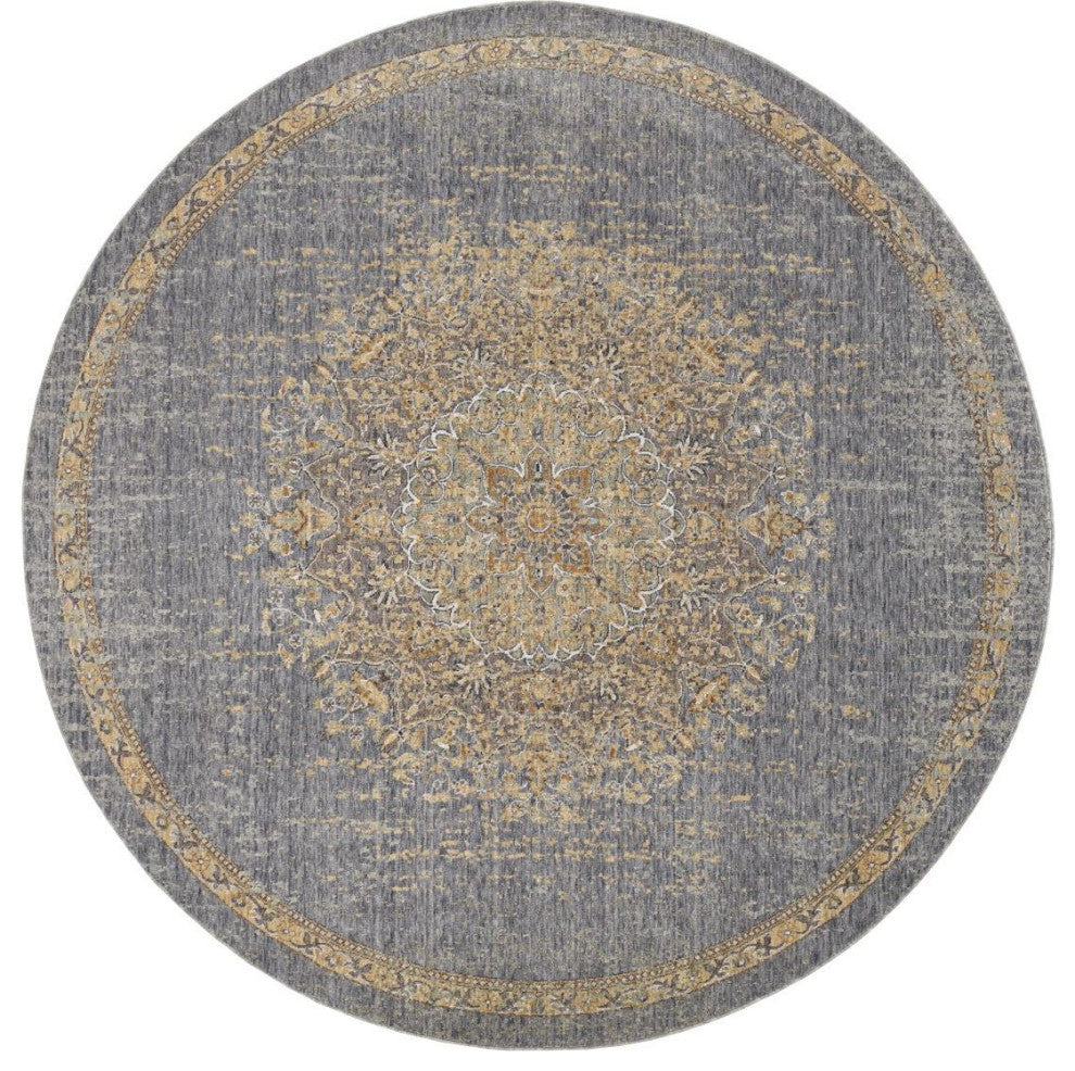 KAS Ria 6825 Slate Gray Elegance Area Rug, 9' Round