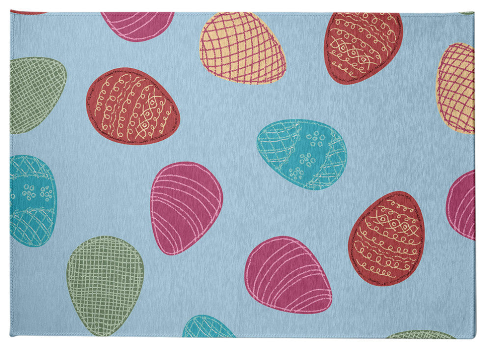 Egg Hunt Easter Chenille Rug, After Rain Blue, 8'x10'