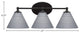 Capri 3-Light Bath Bar, Matte Black/Gray Matrix