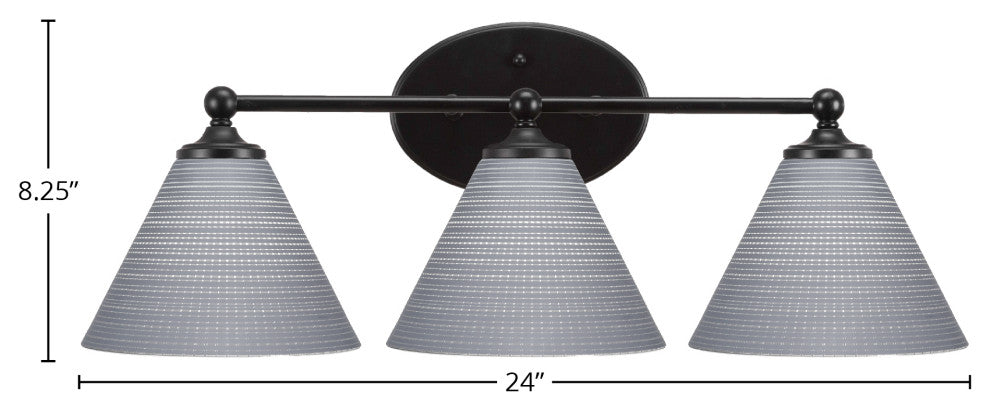 Capri 3-Light Bath Bar, Matte Black/Gray Matrix
