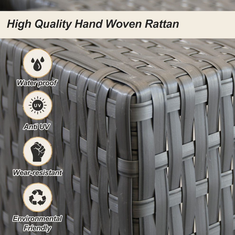 Rattan Patio Sofa Set Water Resistance Outdoor Chairs Set, Gray
