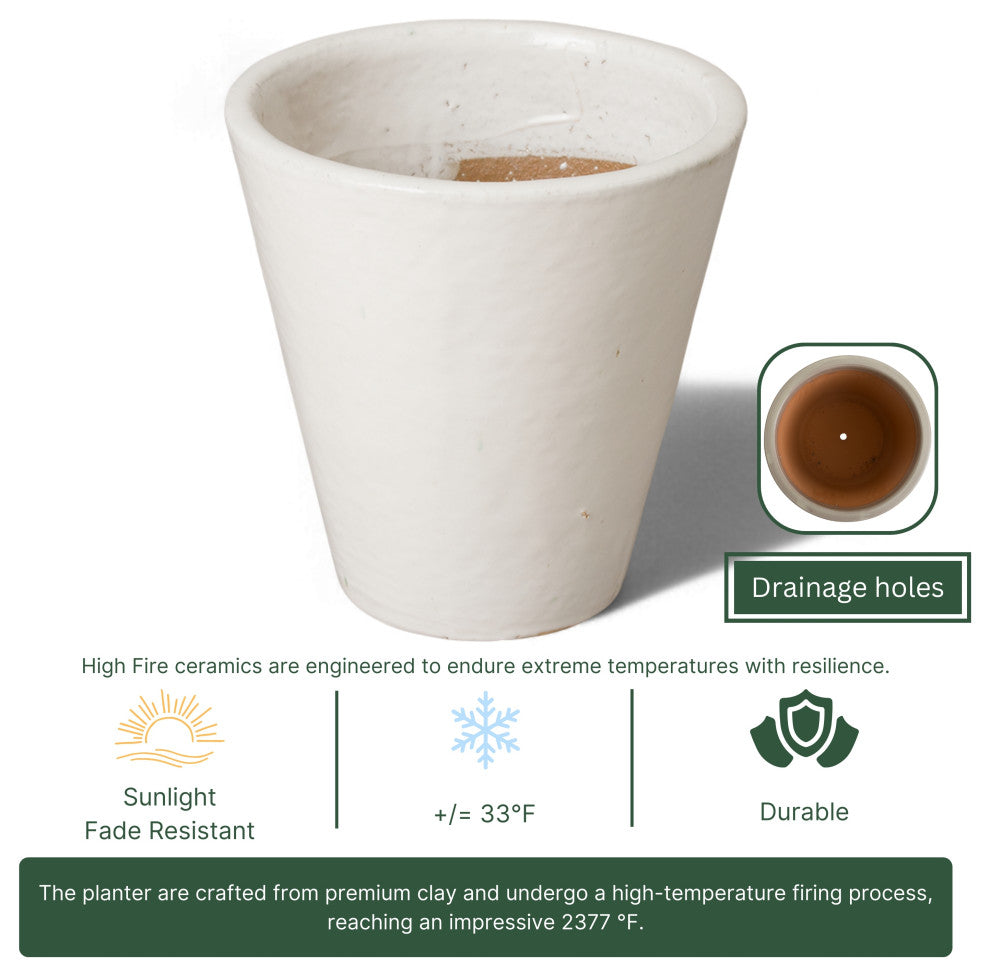 Tappered Planter, White 12x12