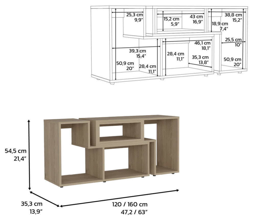 Rose Extendable TV Stand, Light Pine