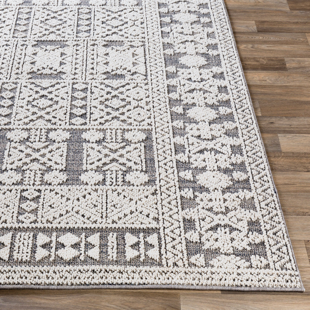 Surya Ariana RIA-2305 8'10"x12' Rug, White/Medium Gray/Taupe/Charcoal