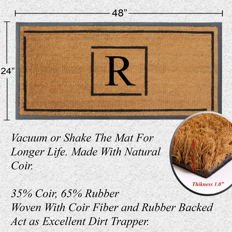A1HC Hand-Crafted 24"x48" Rubber Coir Double-Single Monogrammed, R