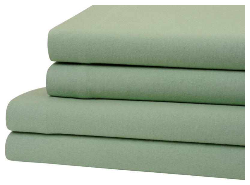 Bibb Home 4-Piece Solid Flannel Sheet Set, Sage, King