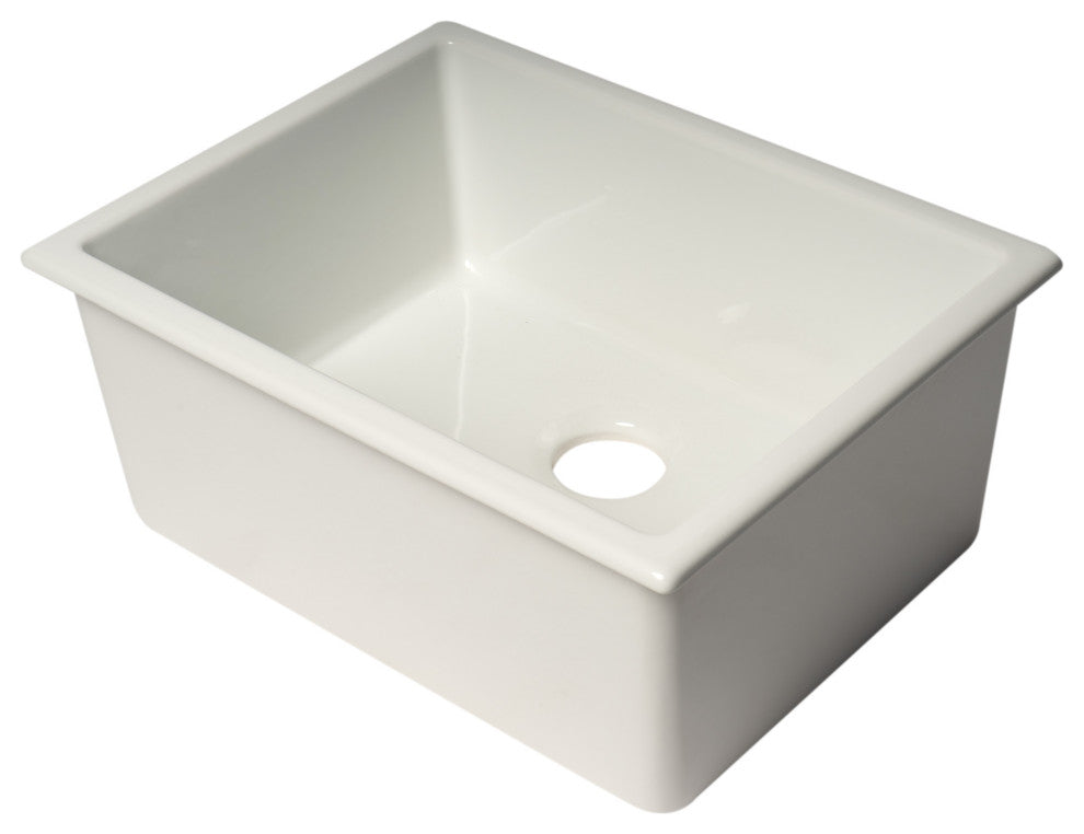 ALFI Brand 24" White Undermount/Drop-in Fireclay Kitchen Sink