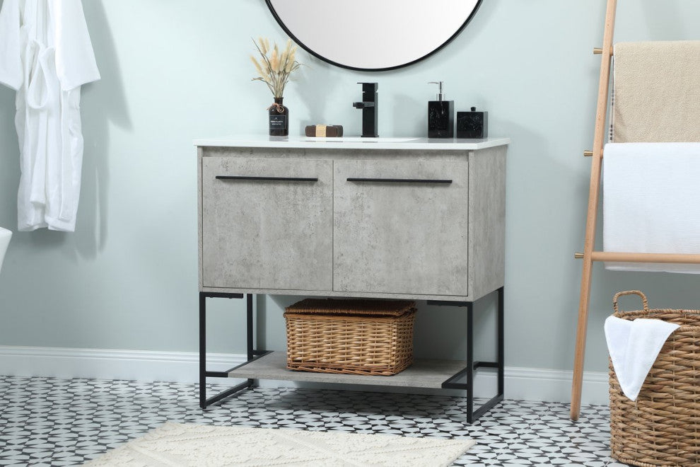 Sue 36" Single Bathroom Vanity, Concrete Gray