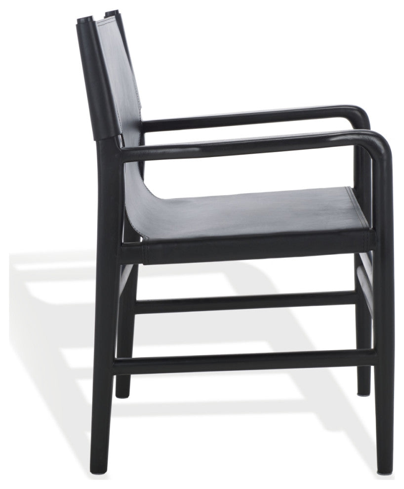 Safavieh Couture Cassaphina Leather Arm Chair, Black