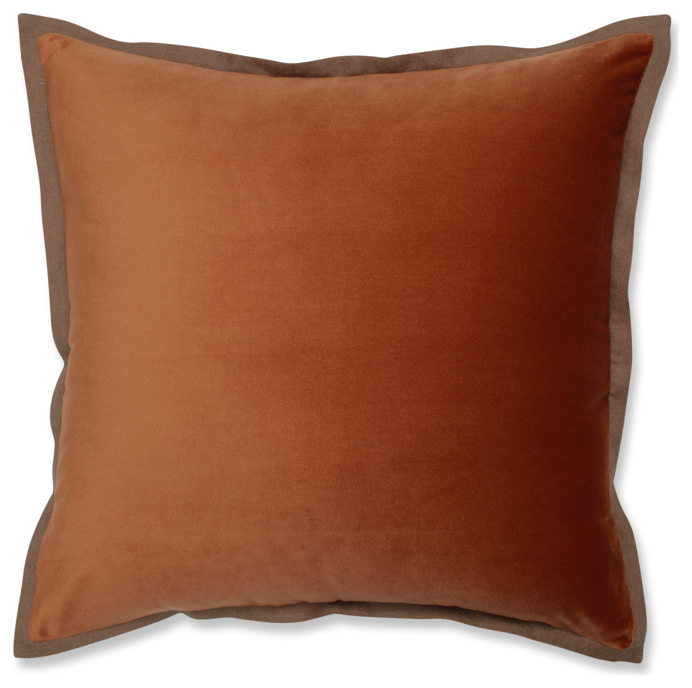Velvet Flange Cinnamon Orange Throw Pillow, 18"