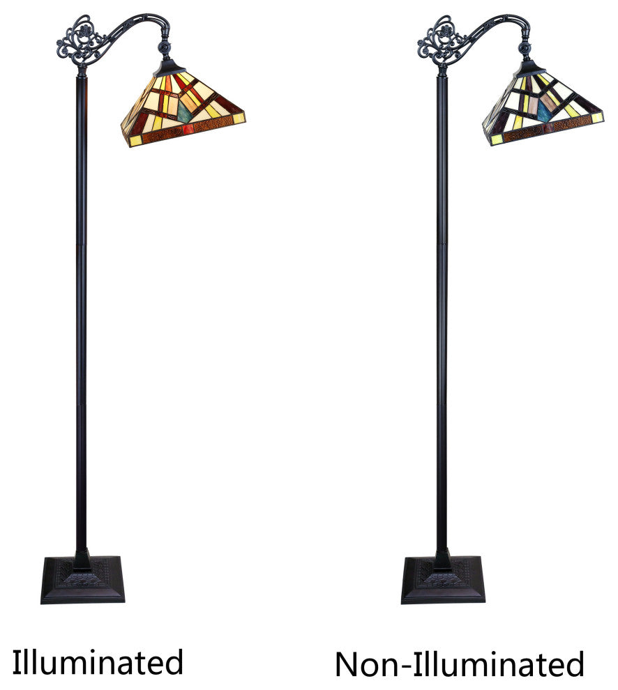 Vincent Tiffany-Style 1-Light Mission Reading Floor Lamp 11"
