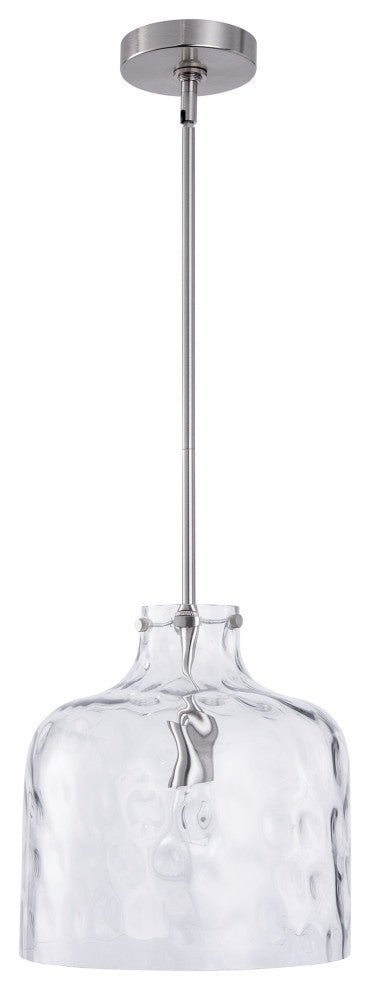 Farmhouse 1-Light Textured Glass Nickel Pendant Light