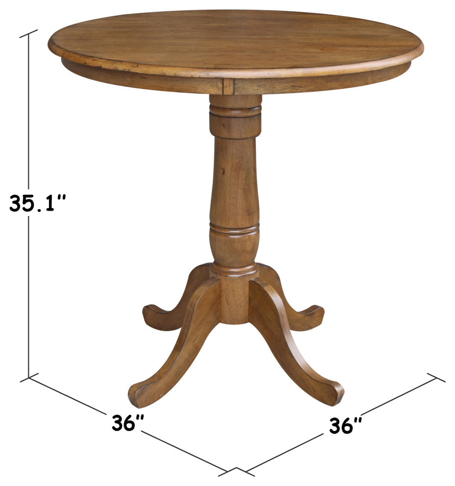 Round Top Pedestal Table, Pecan, 36 Inch Round