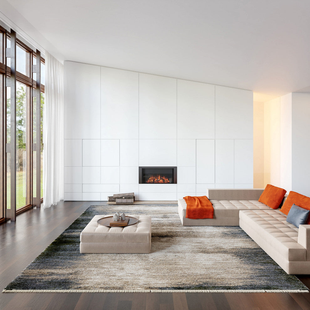 Rhianna Contemporary Abstract Area Rug, Dark Beige 9'x12'