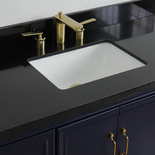 49" Single Sink Vanity, Blue Finish With Black Galaxy Granite