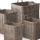 Set of 4 Large Rattan Cane Storage Baskets Square with Handles Laundry Wicker