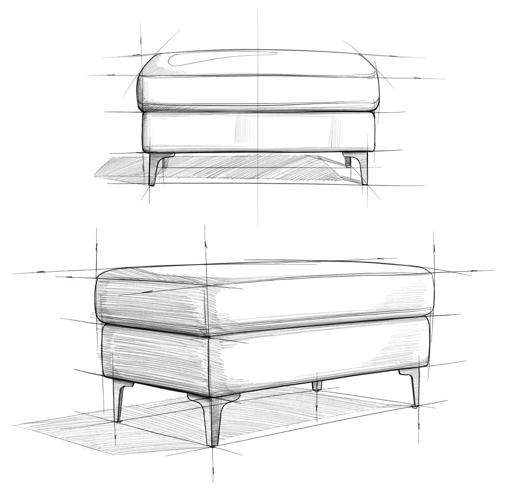 Ava Ottoman in Tightly Woven Performance Fabric , Assembled