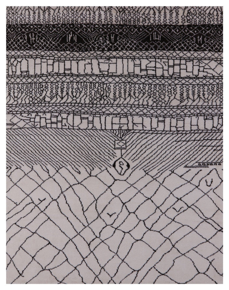 8' 2" X 10' 2" Moroccan Handmade Wool Rug Q9289