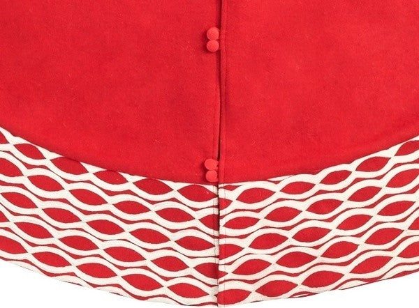 Handmade Contemporary Pebble Pattern Christmas Tree Skirt in Red