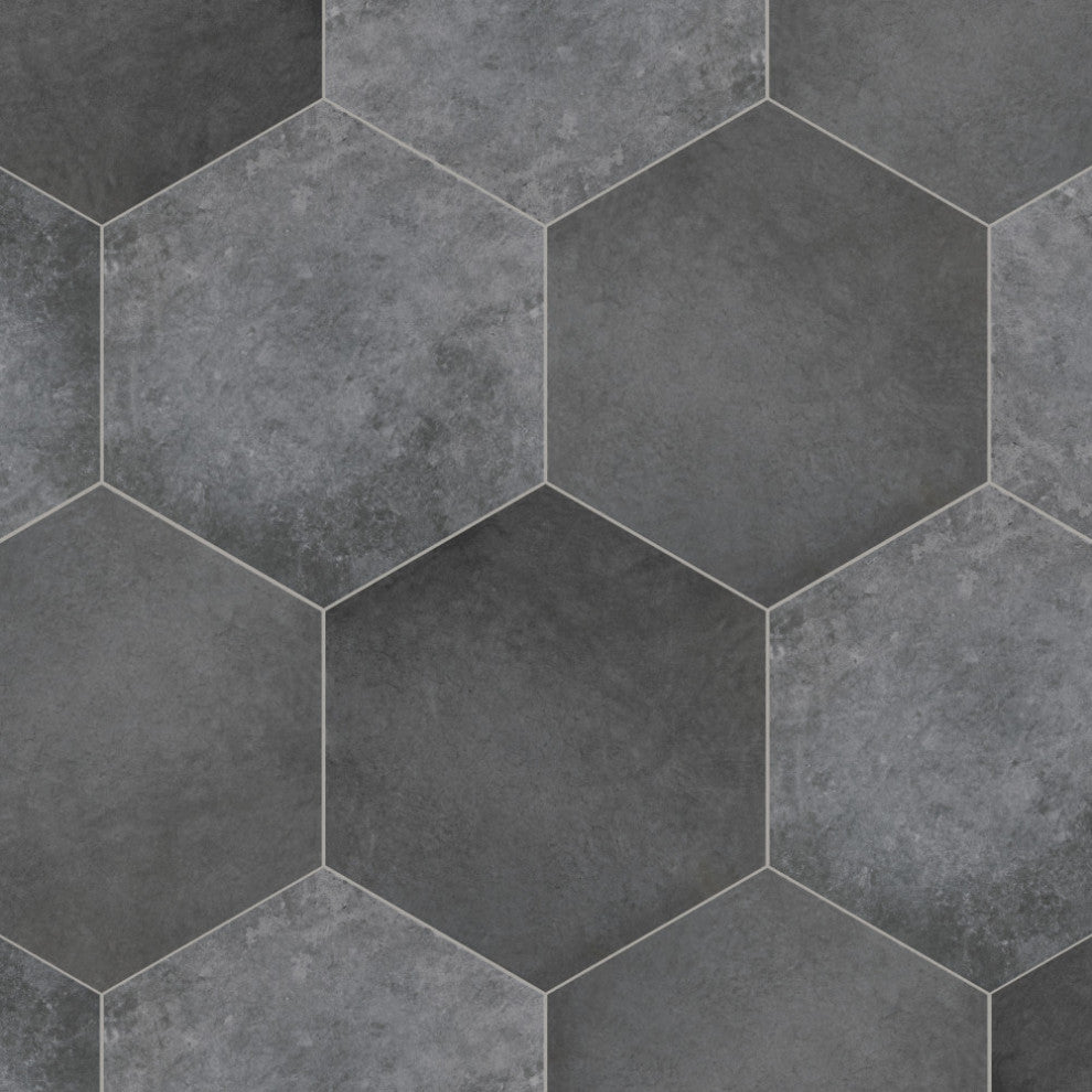 Heritage Hex Carbon Porcelain Floor and Wall Tile
