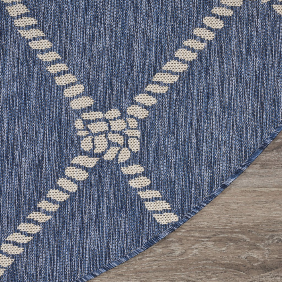 8" Round Navy Knot Indoor Outdoor Area Rug