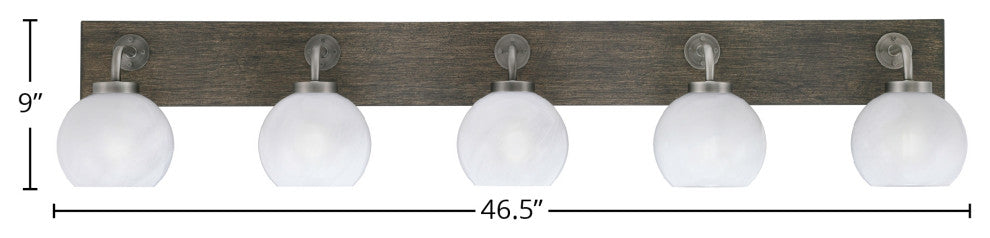 Oxbridge Bath Bar, Graphite & Painted Distressed Metal, 5.75" White Marble