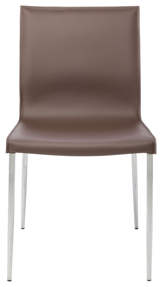 Colter Leather Dinign Chair with Steel Legs, Brown