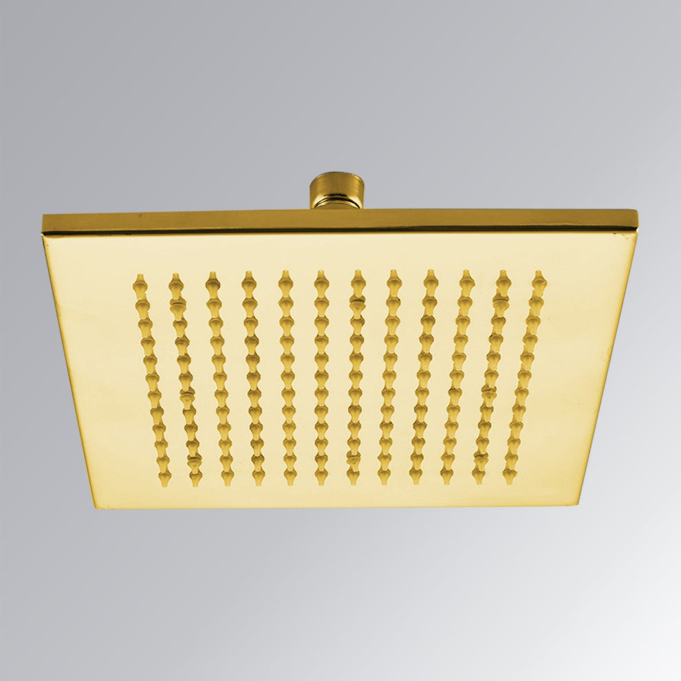 16" Gold Tone Square Multi Color LED Rain Shower Head