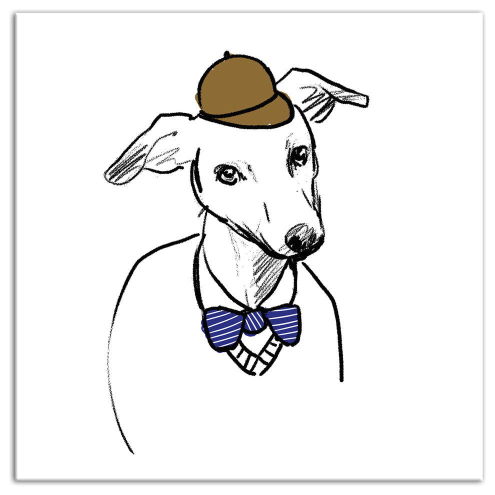 Designs Direct Greyhound With Hat And Bowtie 36x36 Canvas Wall Art