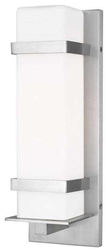 Sea Gull Alban Medium 1-Light Outdoor Wall Lantern Satin Aluminum