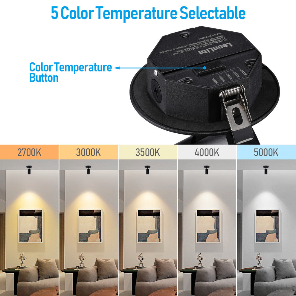 8 Pack 4" LED Recessed Spotlight Dimmable, 27K/3K/35K/4K/5K Selectable
