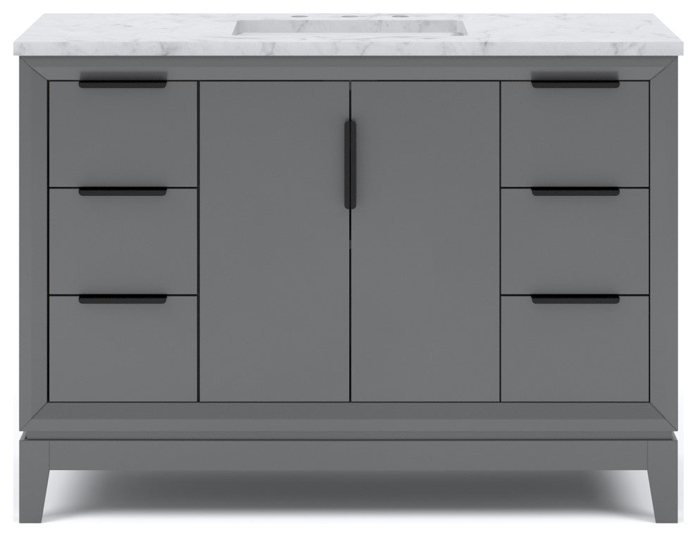 Elizabeth 48" Single Sink Carrara White Marble Vanity, Cashmere Gray