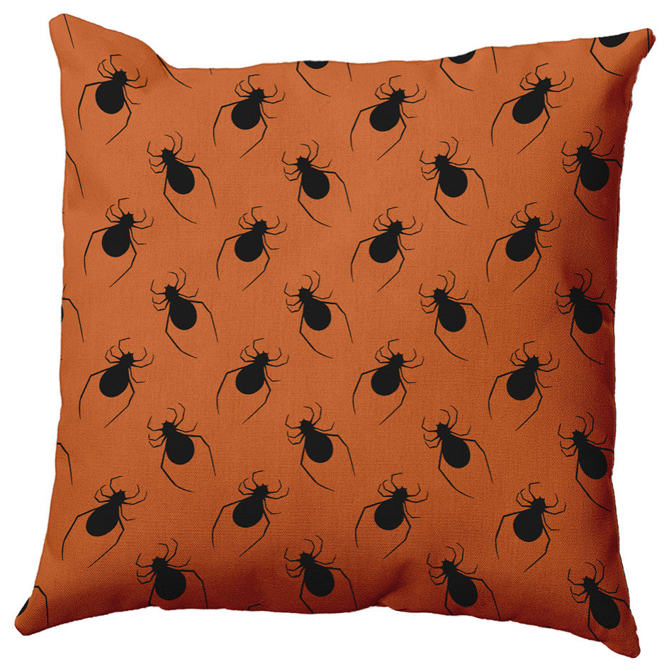 26"x26" Spider Pattern Decorative Throw Pillow, Dusty Orange