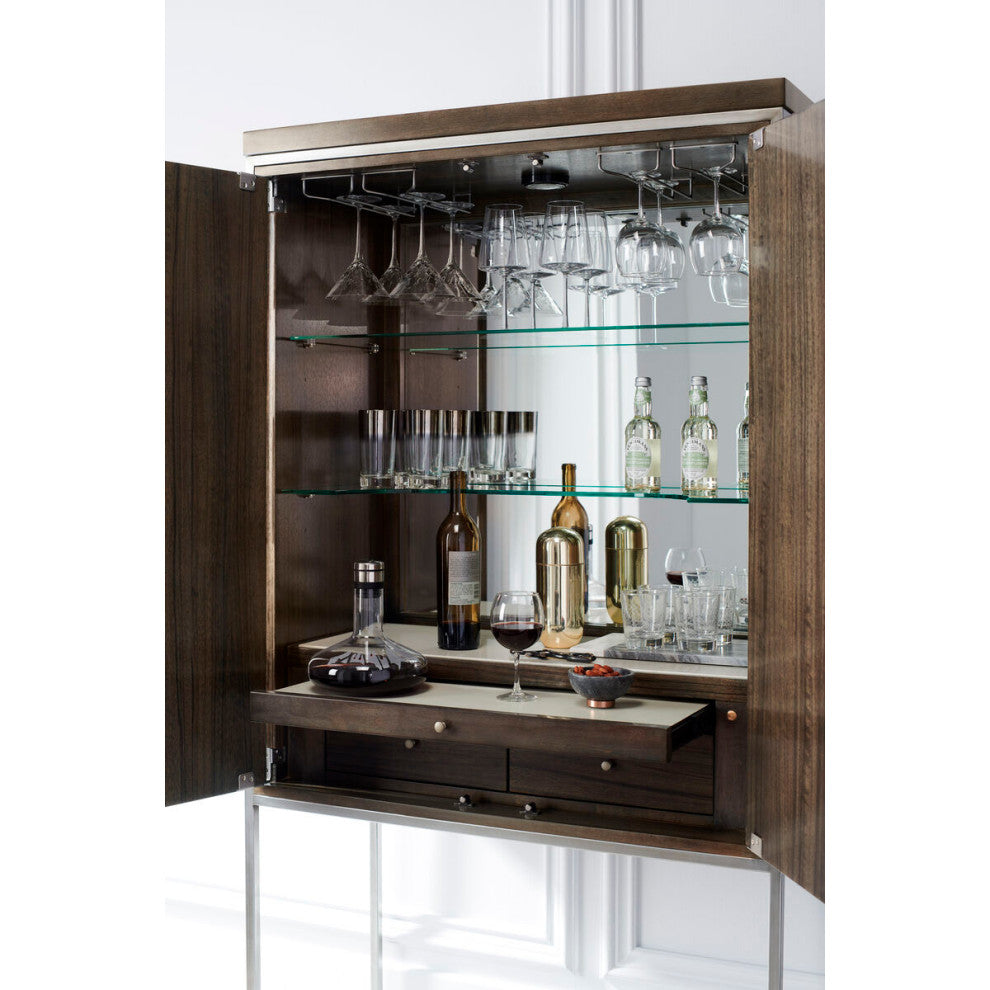 Smoked Modern Bar Cabinet
