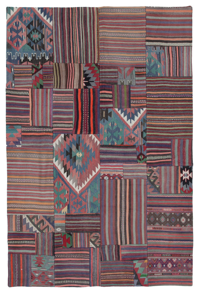 Rug N Carpet - Handmade Oriental 6' 7'' x 9' 11'' Tribal Patchwork Kilim Rug