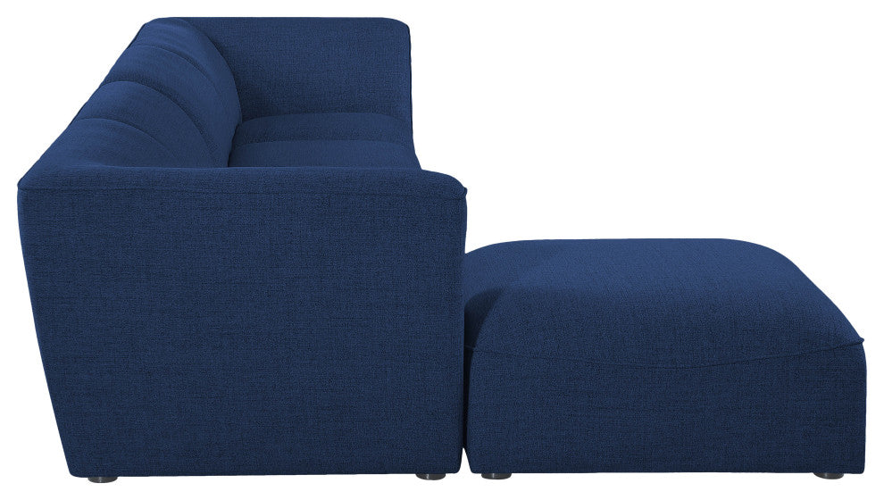 Miramar Linen Textured Fabric  5-Piece Modular L-Shaped Sectional, Navy