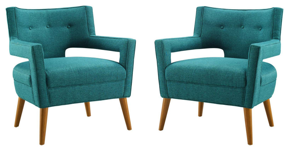 Armchair Accent Chair, Set of 2, Fabric, Teal Blue, Modern, Lounge Hospitality