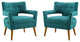 Armchair Accent Chair, Set of 2, Fabric, Teal Blue, Modern, Lounge Hospitality