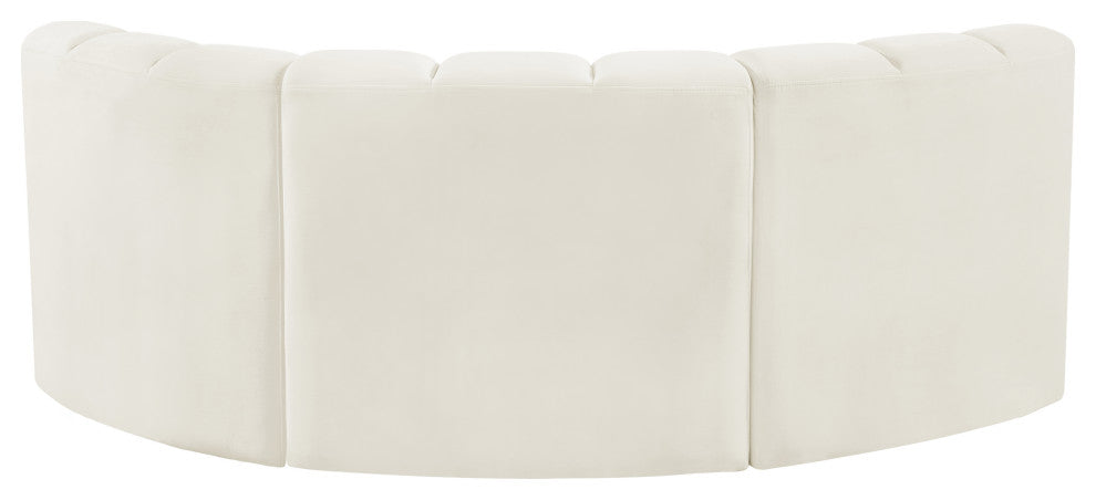 Arc Velvet Upholstered 3-Pc. Inward Curved Modular Sectional, Cream
