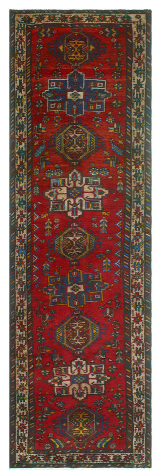Fine Vintage Distressed Alford Red/Beige Runner, 3'5x13'2