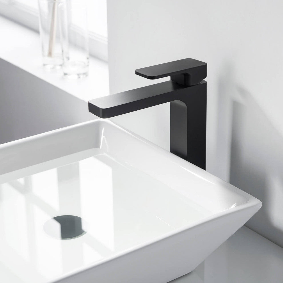 Blaze-T Single Handle Bathroom Vessel Sink Faucet, Matte Black