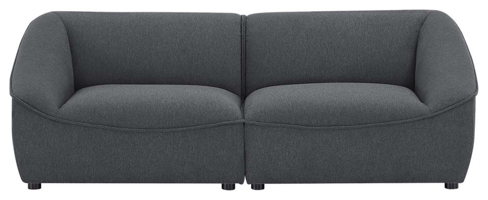 Modway Comprise 2-Piece Modern Fabric Loveseat in Charcoal/Black
